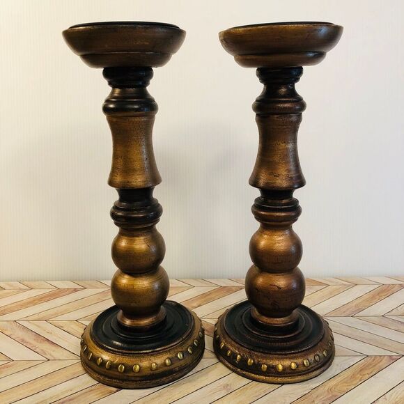 Other - Large Pillar Candle Holders Resin Romantic Rustic Flemish Style Moody